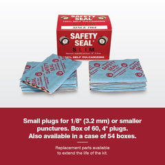 Safety Seal insertion tool with 4-inch slim plug for puncture sealing.