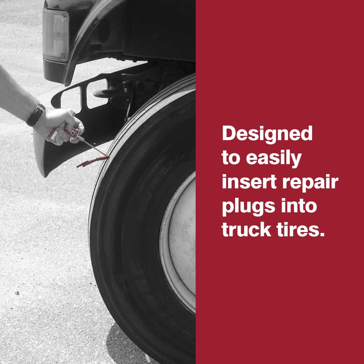 Tubeless tire repair kit suitable for trucks and commercial fleets.