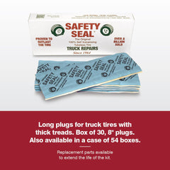 Safety Seal 30-pack plug refills for tubeless truck tires, ideal for workshops and fleets.