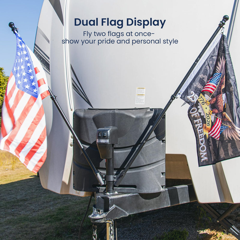 Safoner aluminum flag holder with wing screw locking enables tool-free flag changes.