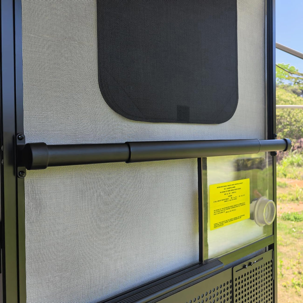 Safoner aluminum RV screen door handle in full view showing sturdy crossbar
