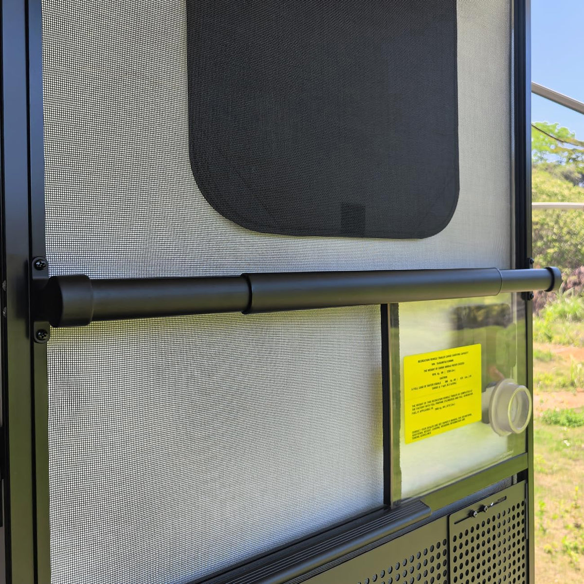 Safoner aluminum RV screen door handle in full view showing sturdy crossbar