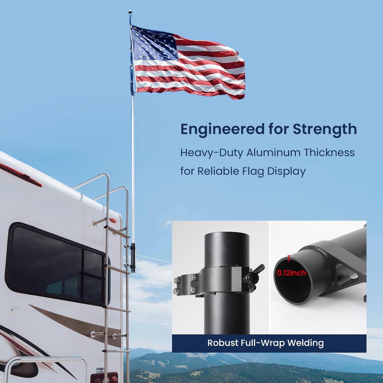 Safoner flagpole holder dual thumb screws deliver quick, secure adjustments for any pole.