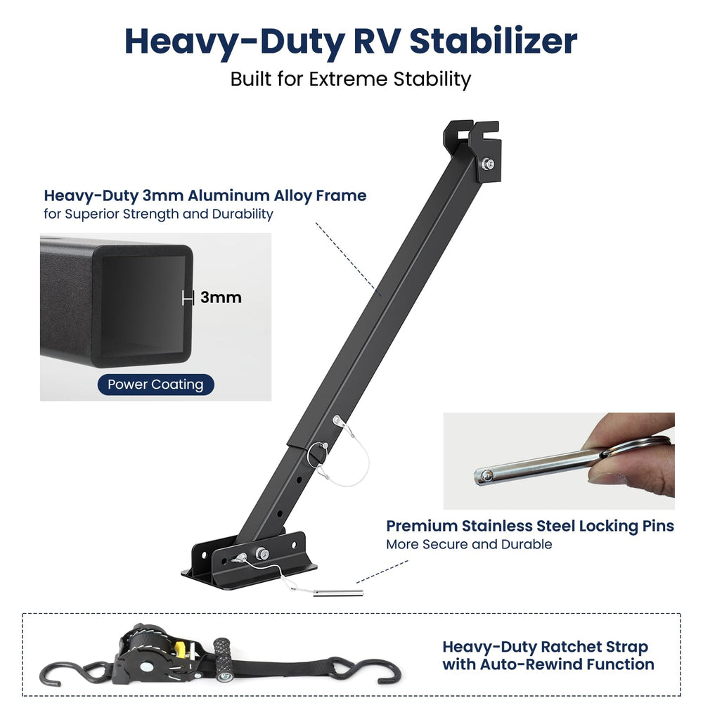 Safoner heavy-duty aluminum stabilizer unit delivers durable RV support.