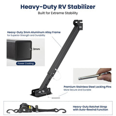 Safoner heavy-duty aluminum stabilizer unit delivers durable RV support.