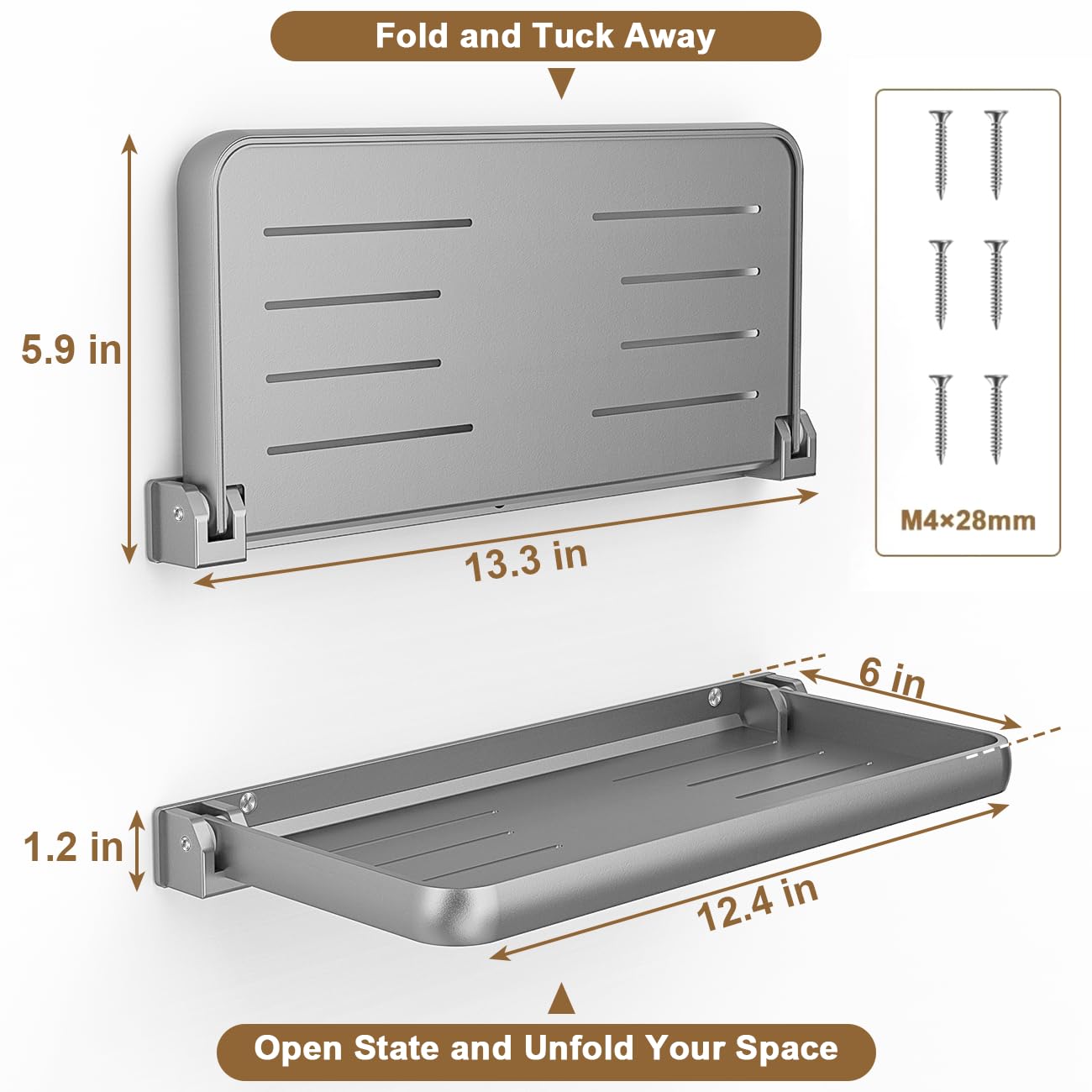 Safoner shelf securely mounted on an RV wall during travel