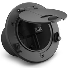 Safoner RV cable pass-through hatch, front view, weatherproof exterior protection.