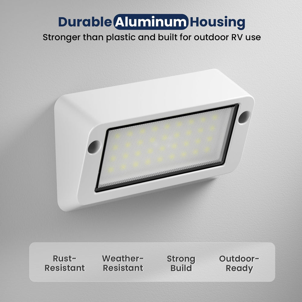 Safoner RV light compact design with easy mounting hardware.