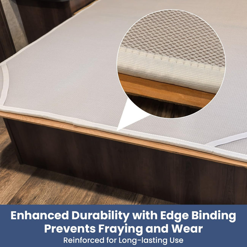 Safoner RV Mattress Underlay bound edges for neat setup and durable finish.