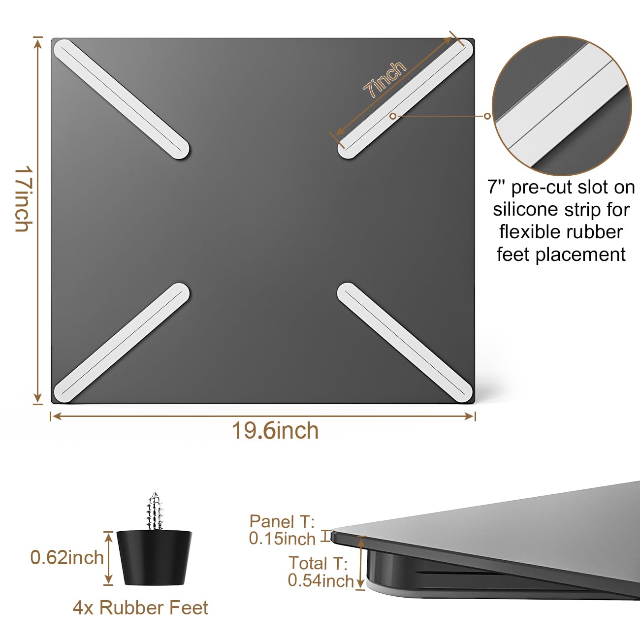 Safoner aluminum board includes pre-drilled slots for easy, flexible installation.