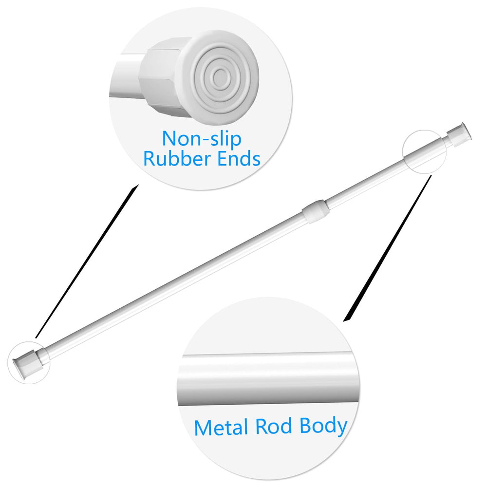 Safoner RV rod system with rubber ends for gentle wall grip.