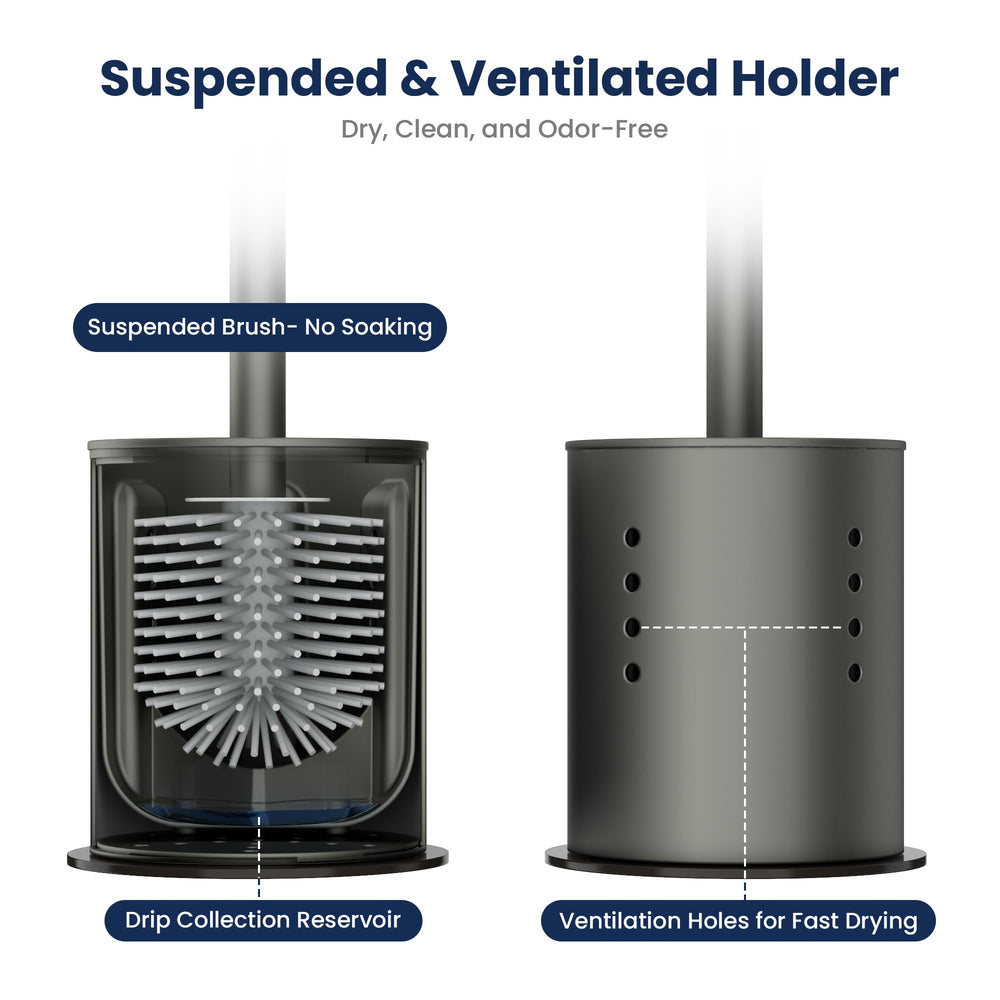 Safoner suspended, ventilated holder speeds drying after use