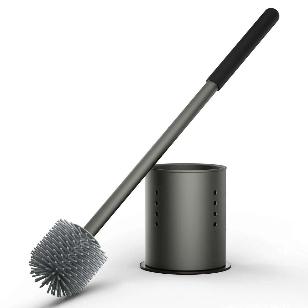 Safoner RV toilet brush with long aluminum handle and silicone head for deep cleaning