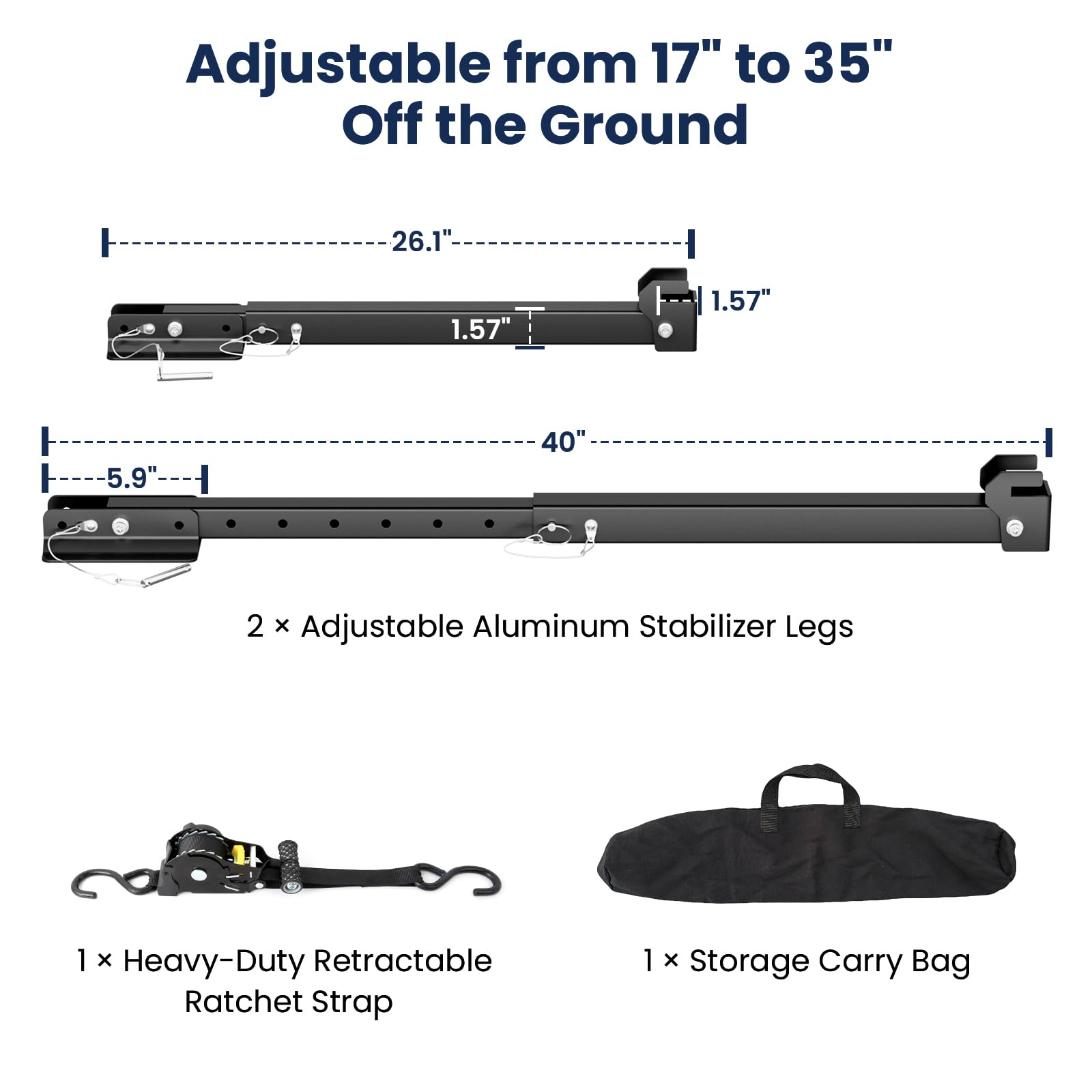 Safoner stabilizer assembly on a camper frame demonstrates easy setup.