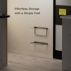 Safoner wall-mount shelf installation demonstrates secure RV mounting.