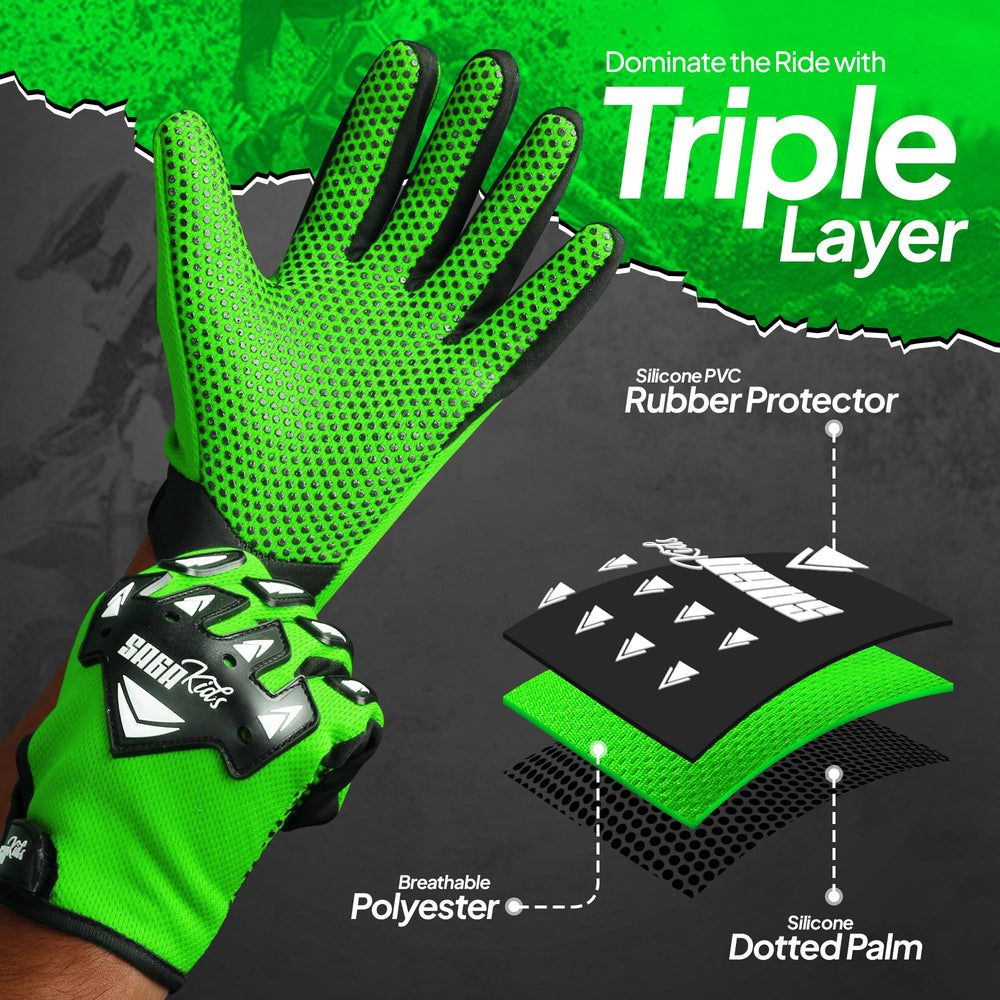 SAGA SPORTS kids BMX gloves offer breathable, lightweight comfort during rides