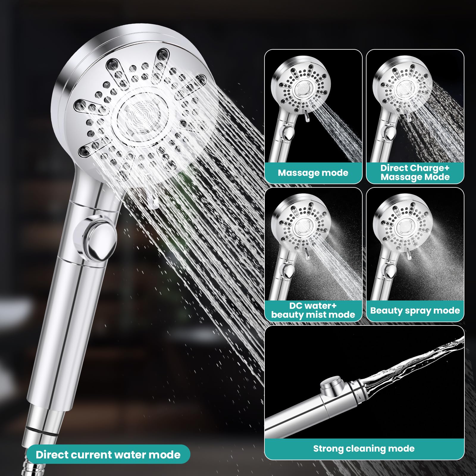 Saidrip 6-modes handheld shower focuses on massage and gentle pause options.