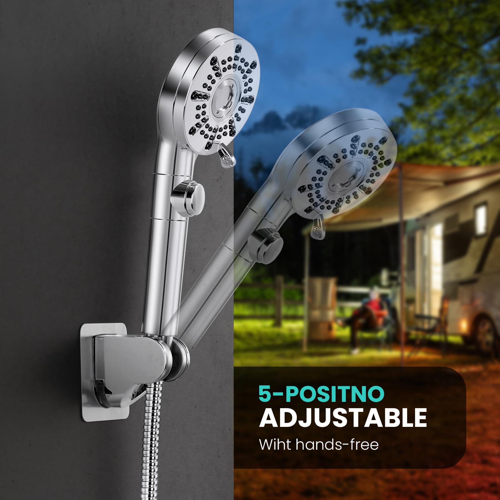 Saidrip easy-install-showerhead-kit fits RVs with no tools required.