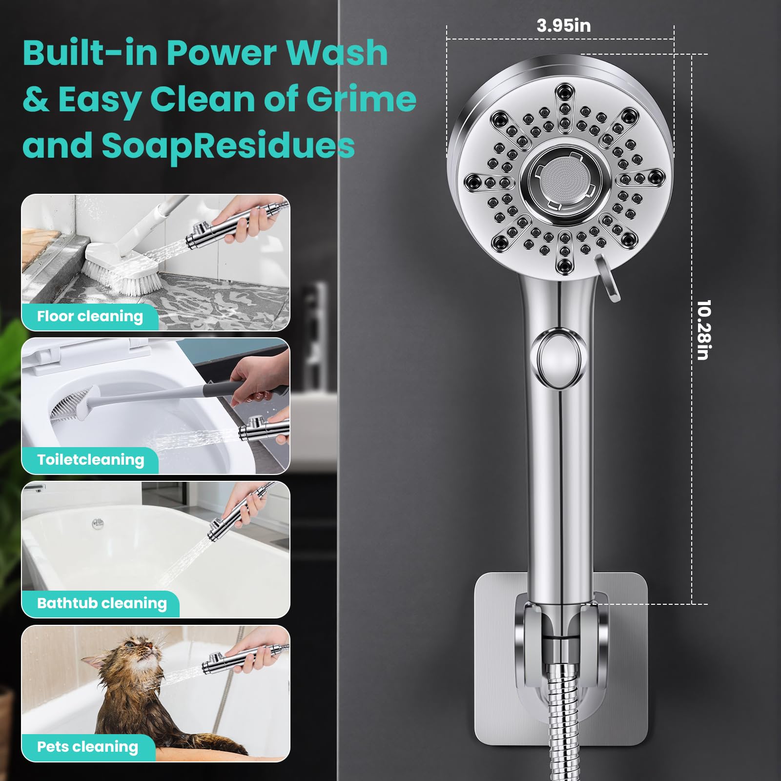 Saidrip water-pause-button on the handle helps conserve water.