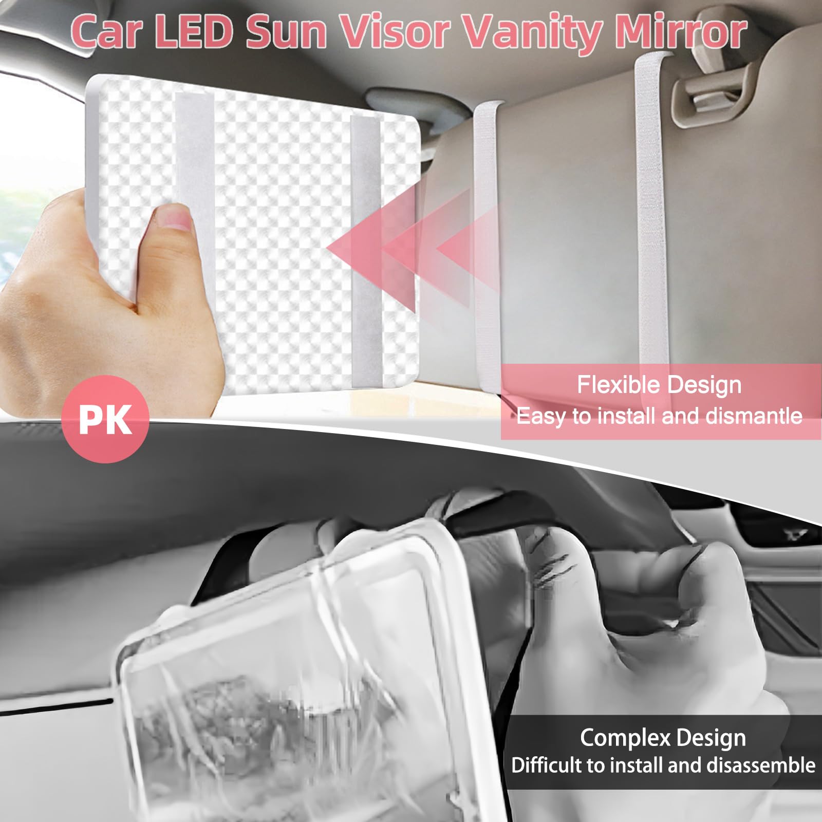 saiggnyy Led Sun Visor Mirror rechargeable power for cordless, on-the-go lighting