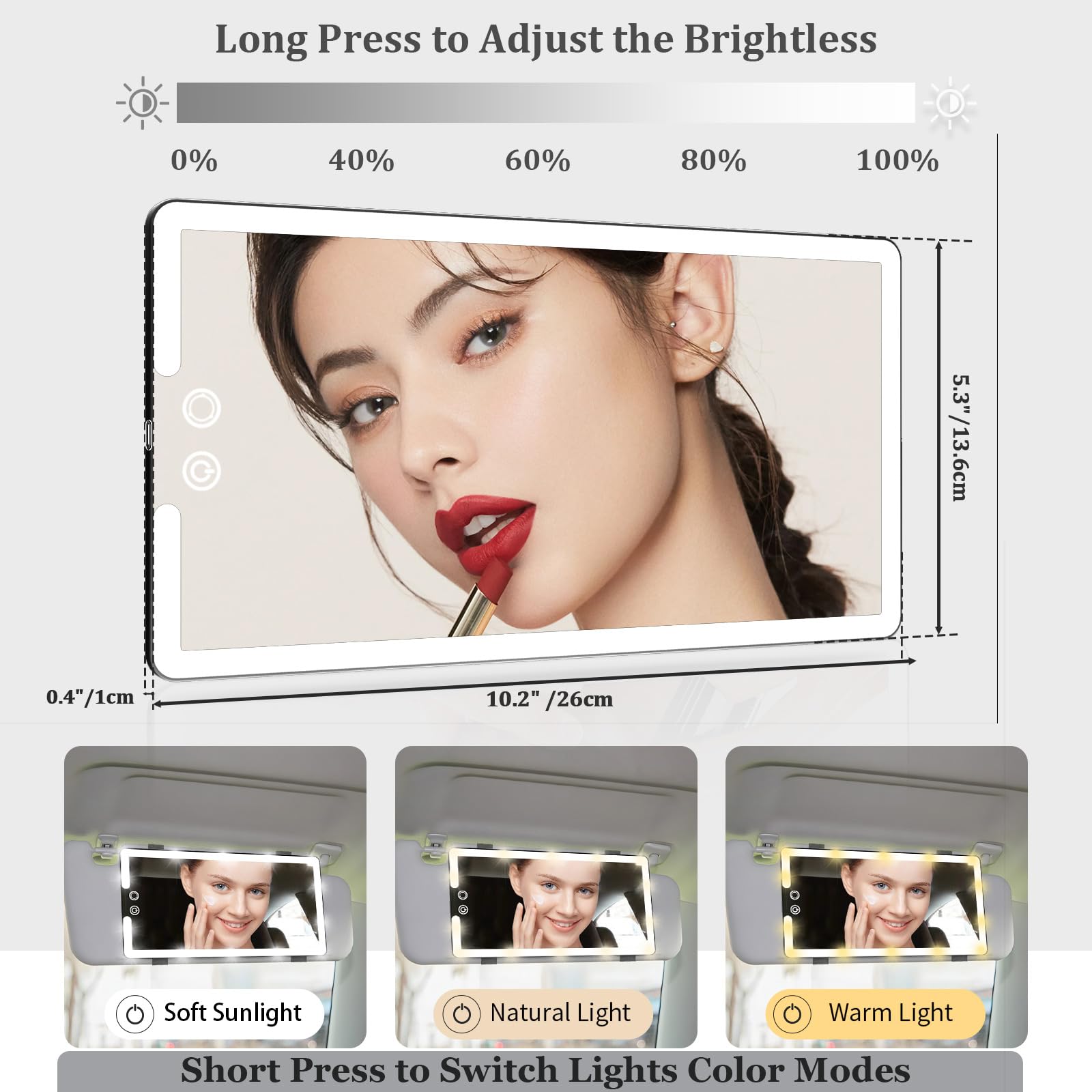 Saiggnyy Led Sun Visor Mirror Type-C charging port for easy top-ups