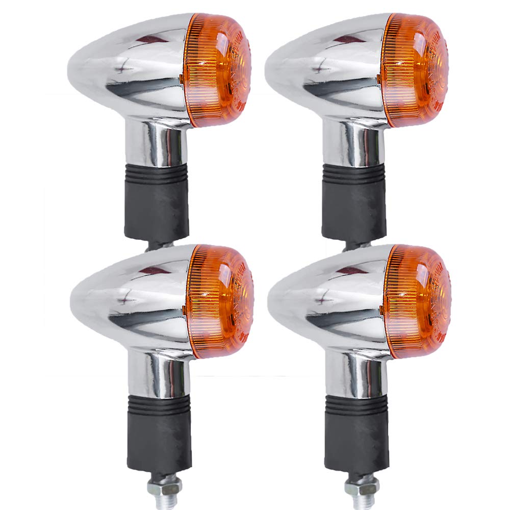 Saihisday front amber chrome bullet turn signal for enhanced visibility.