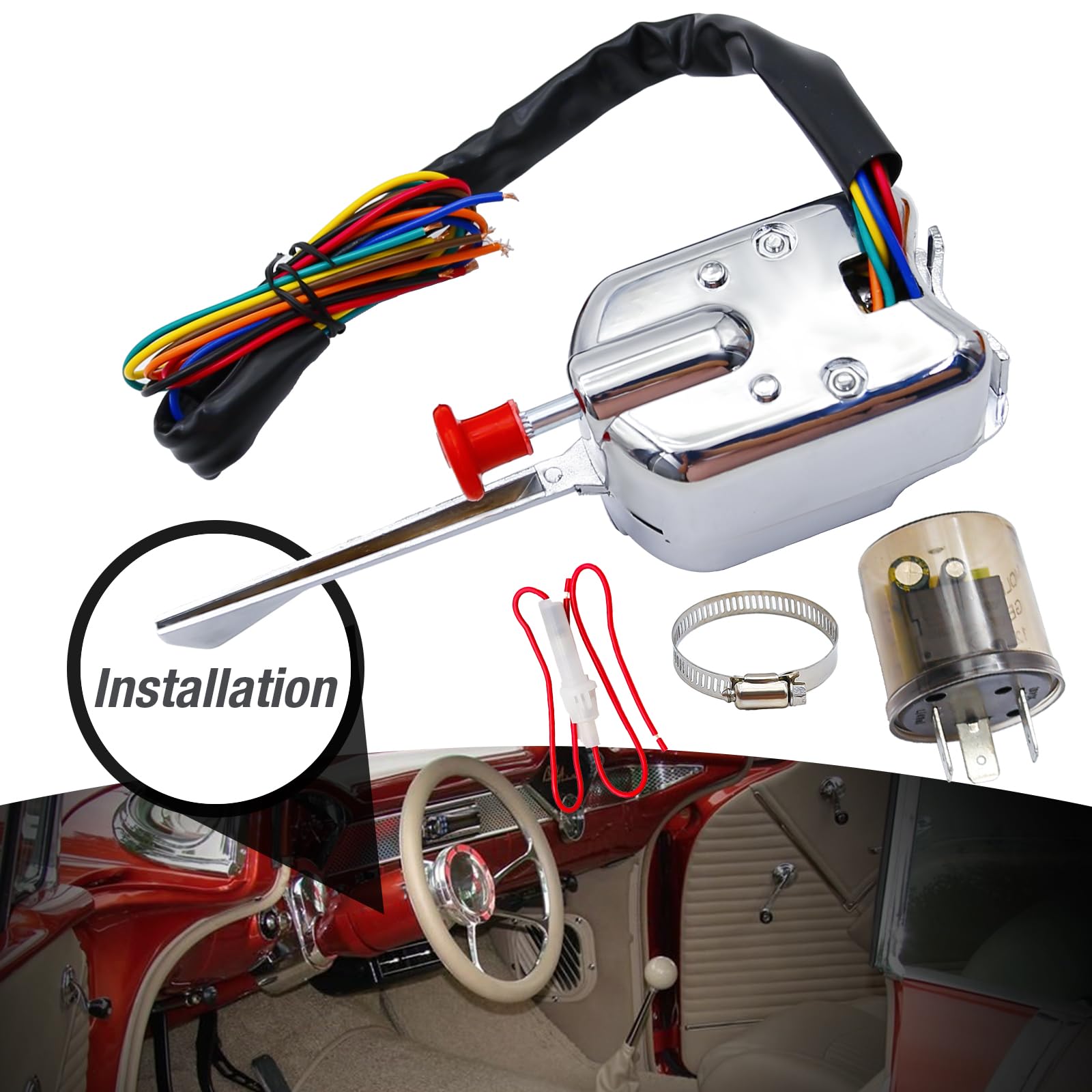 Saihisday turn signal switch side panel closeup highlighting wiring and simple 7-wire design