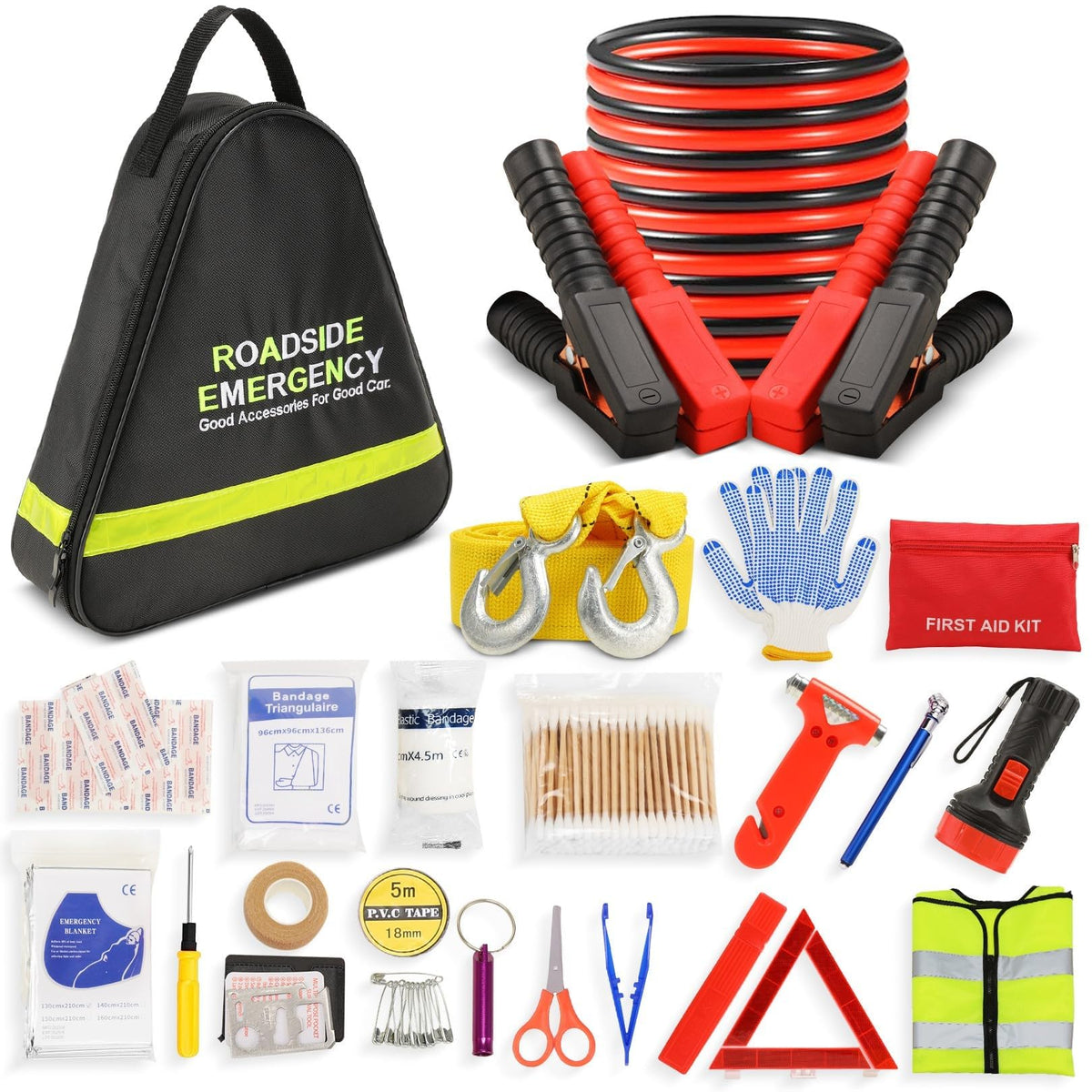 Sailnovo car emergency kit jumper cables for quick battery assistance on the road