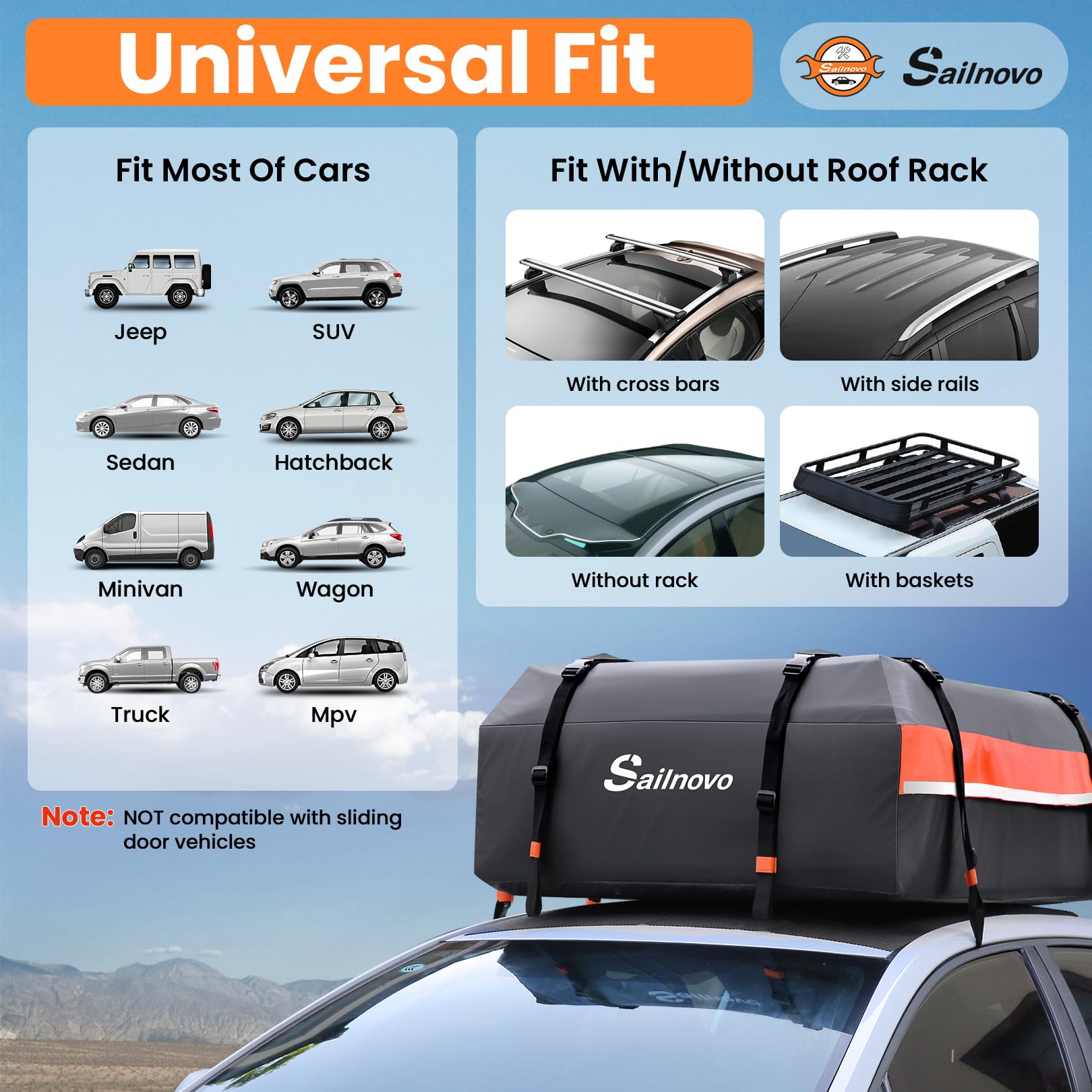 Sailnovo compact 15 cu ft model ideal for sedans and small SUVs
