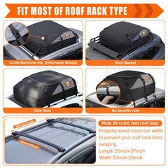 Sailnovo roof bag dimensions approx 51 inches by 39 inches by 17 inches