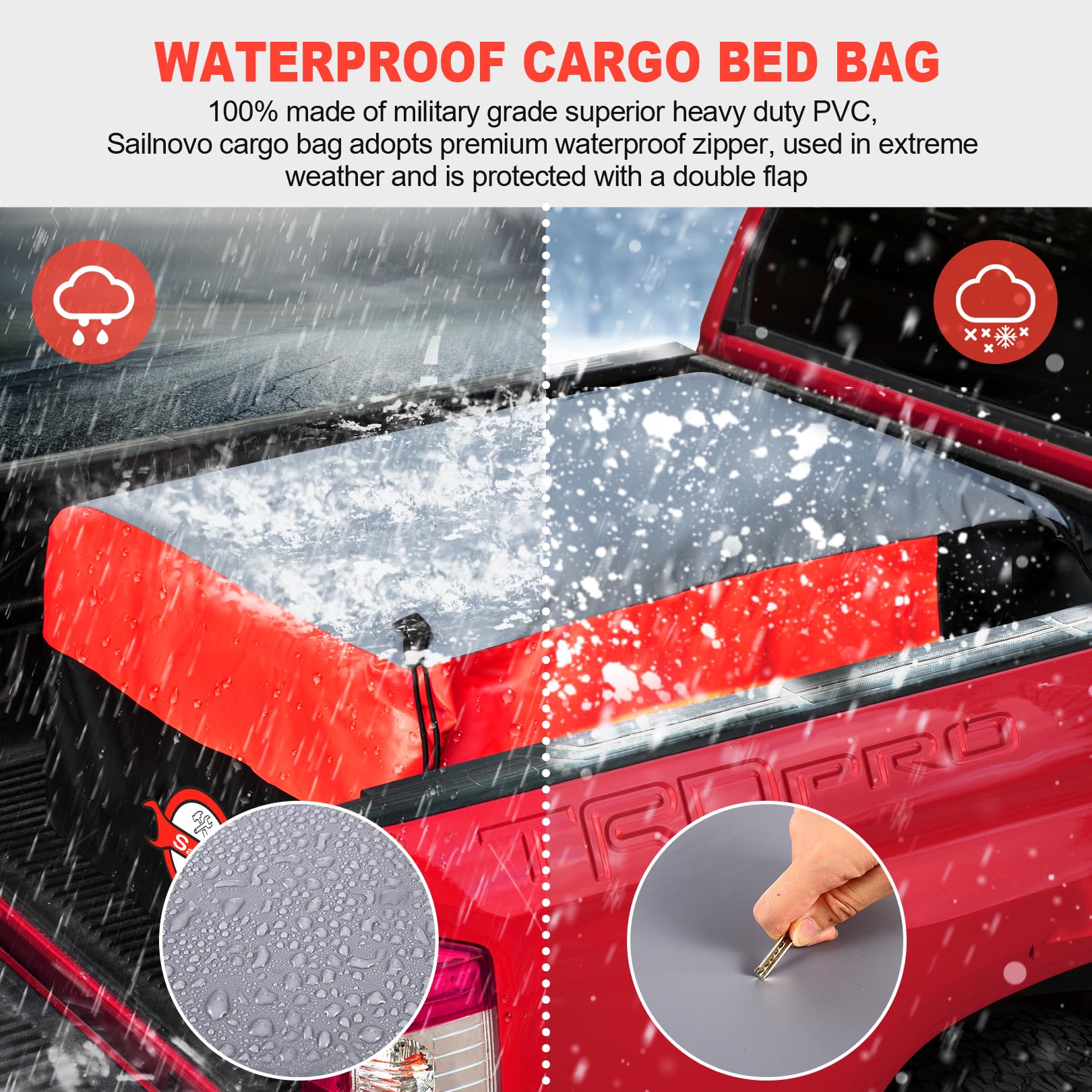 Sailnovo heavy-duty seams resist tearing for long road trips.