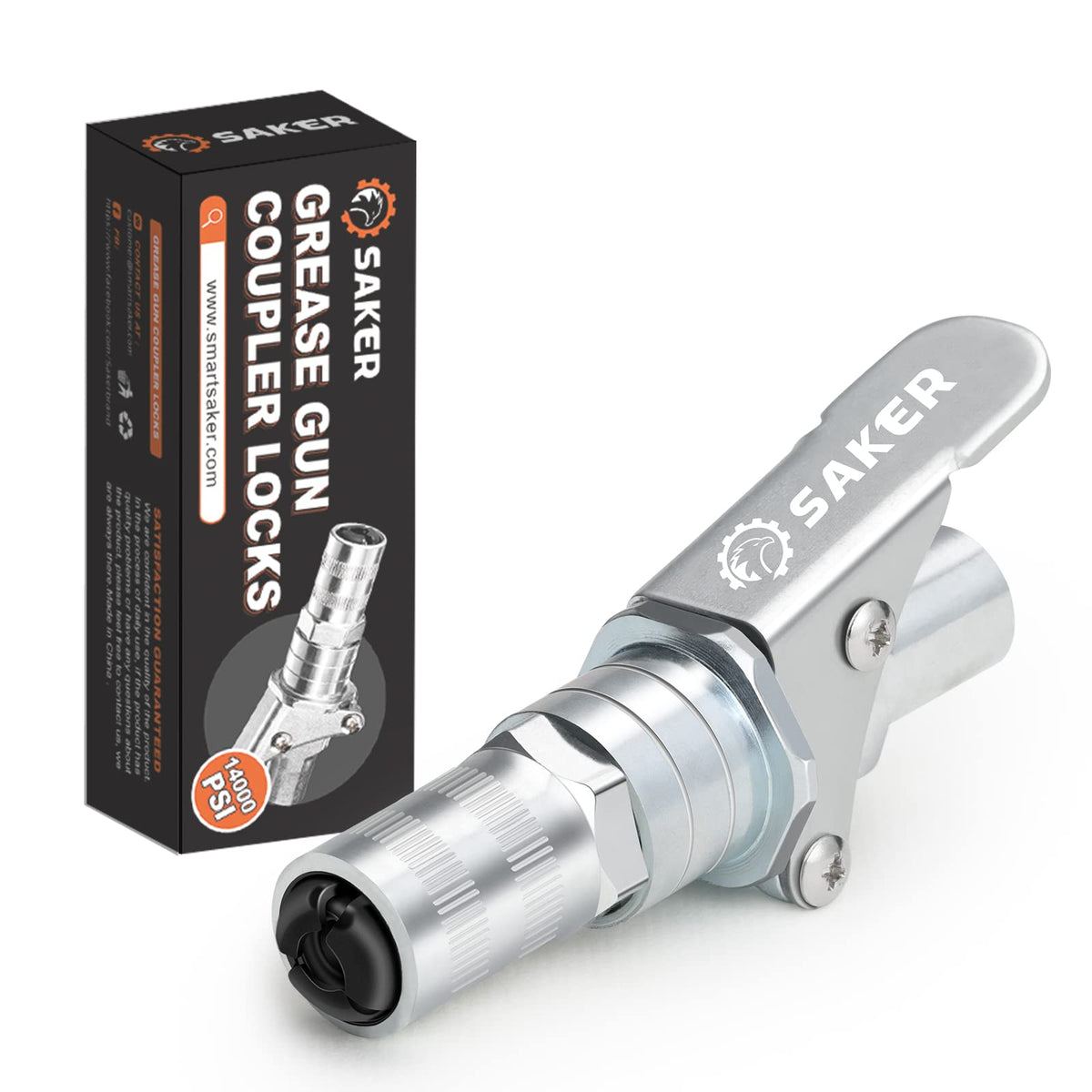 Saker grease gun coupler with locking jaws demonstrates leak-free high‑pressure use