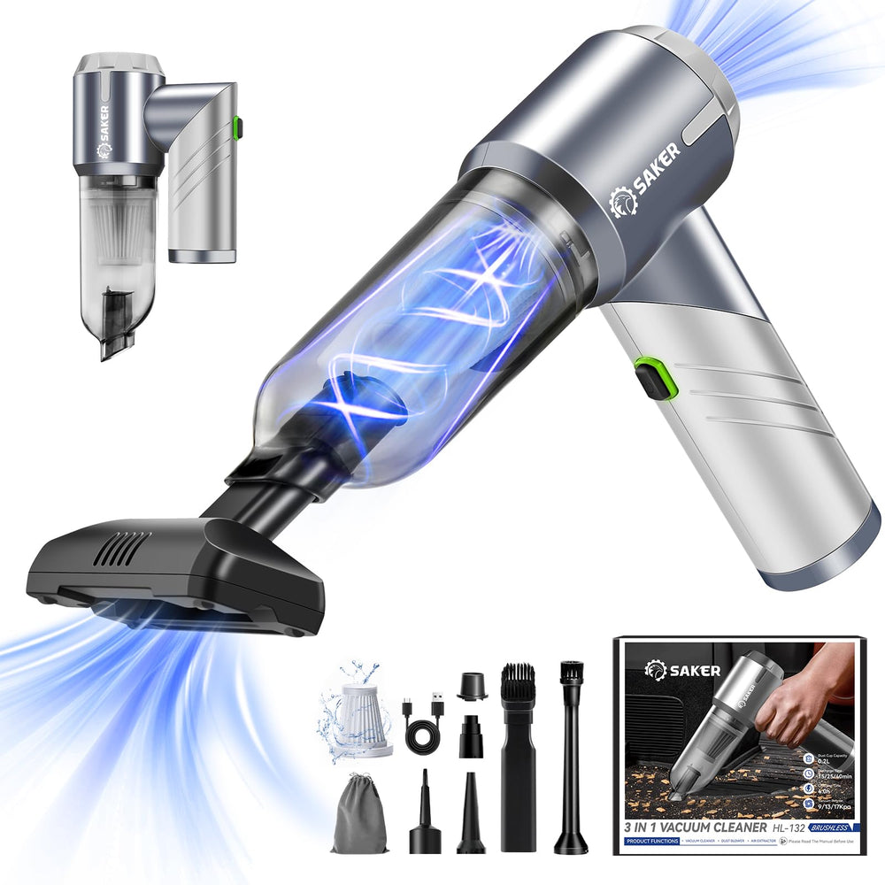 Saker HL132 foldable handheld vacuum for easy car cleaning and storage.