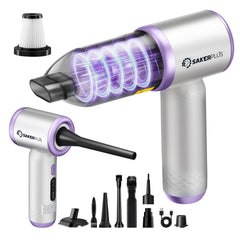 SakerPlus mini cordless vacuum, compact design for quick car cleanups.