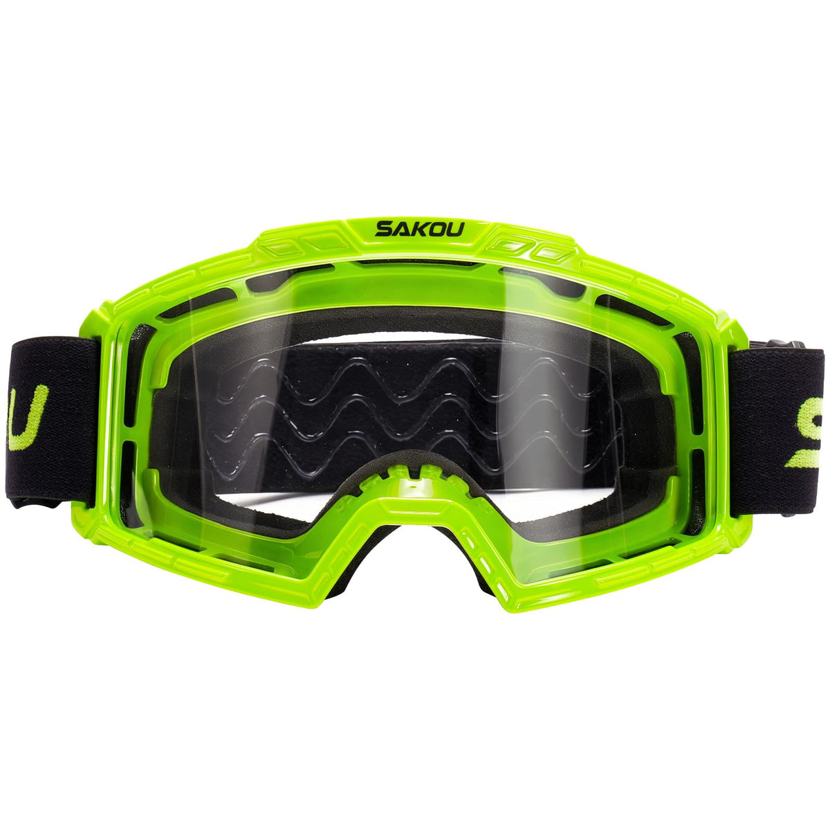 SAKOU anti-fog kids goggles front view with crystal-clear vision for young riders