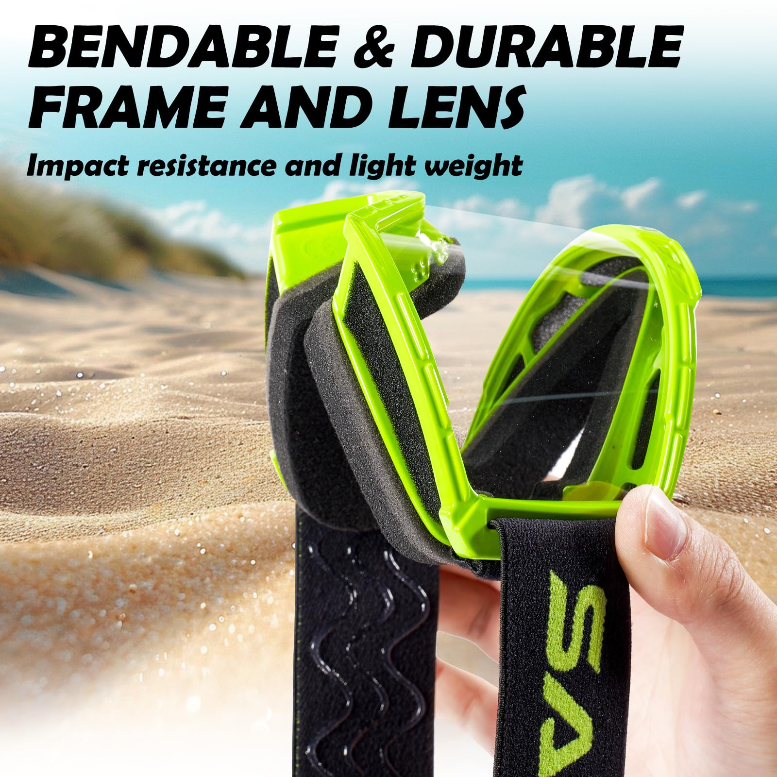 SAKOU lens close-up highlighting anti-fog and UV400 features