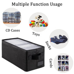 Salajory CD storage box dimensions 14.2x6.3x5.5 inches for spacious storage.