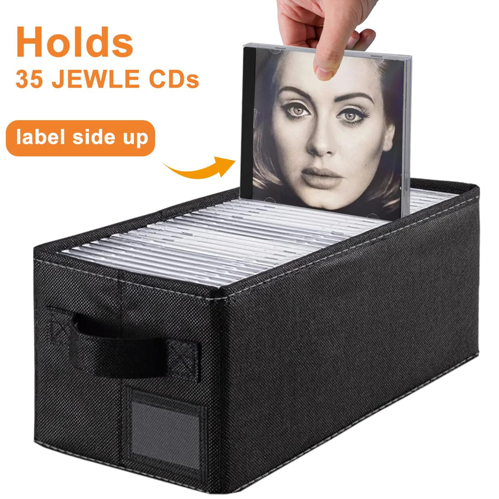 Salajory CD storage box with marking pocket for quick item retrieval.