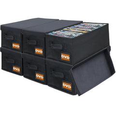 Salajory DVD storage boxes front view, six-pack design saves space