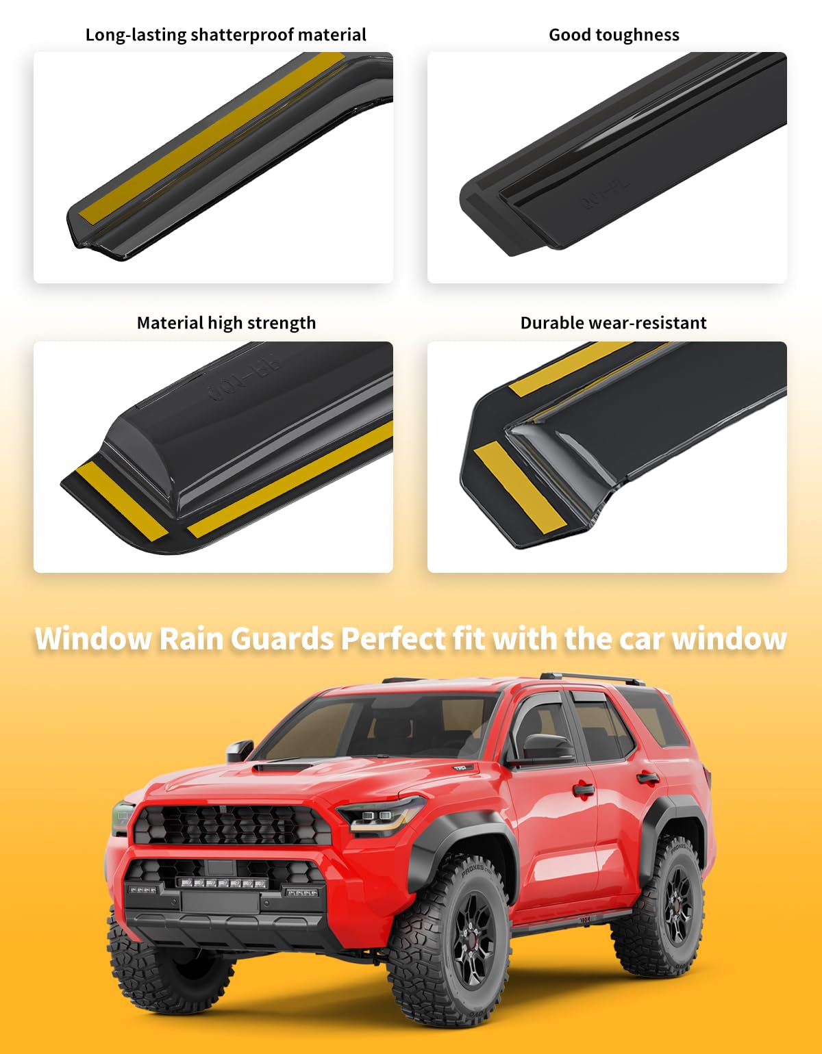 Saleago four piece kit ready for Toyota 4Runner rain guards.