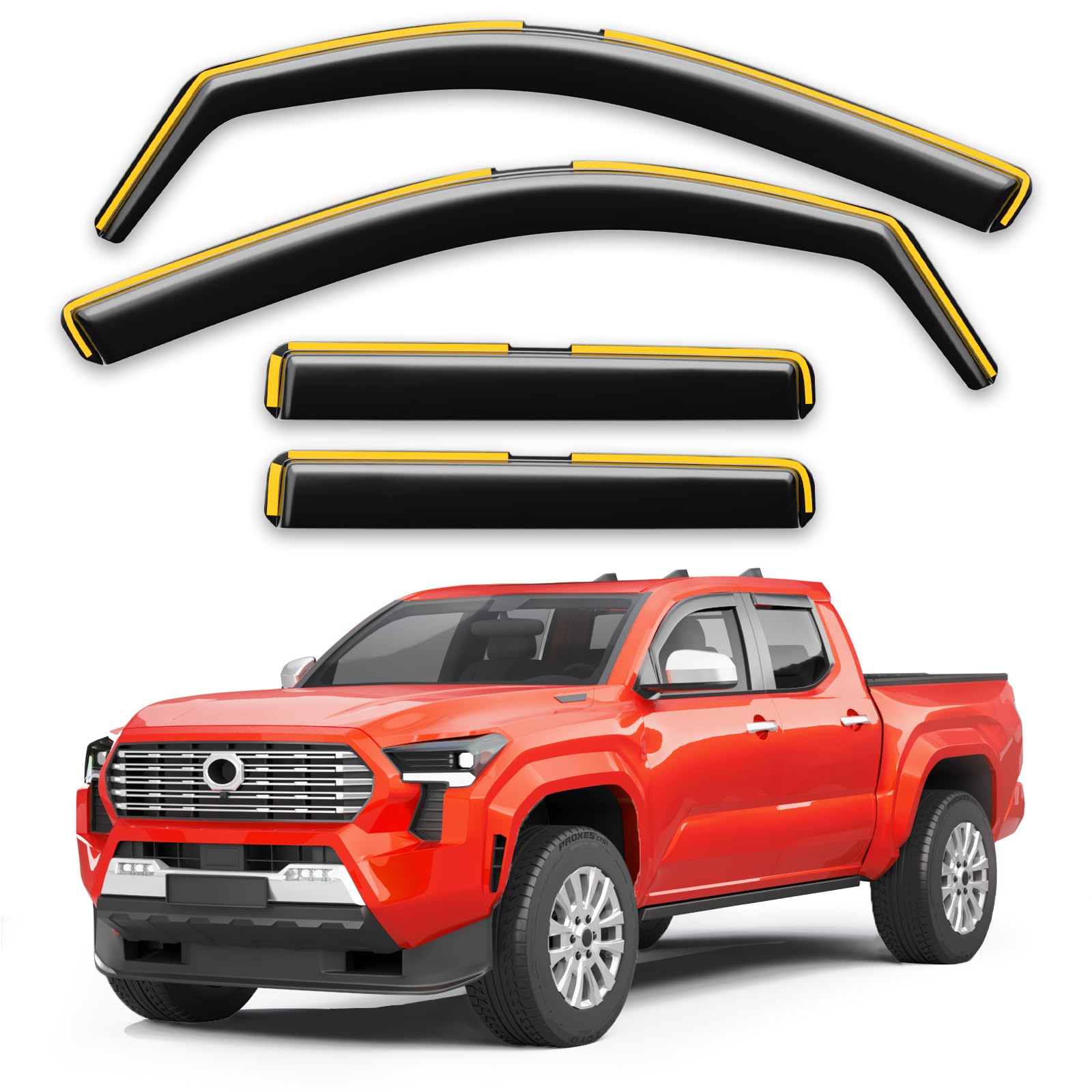 Saleago in-channel rain guard on Toyota Tacoma for weather protection and sleek styling