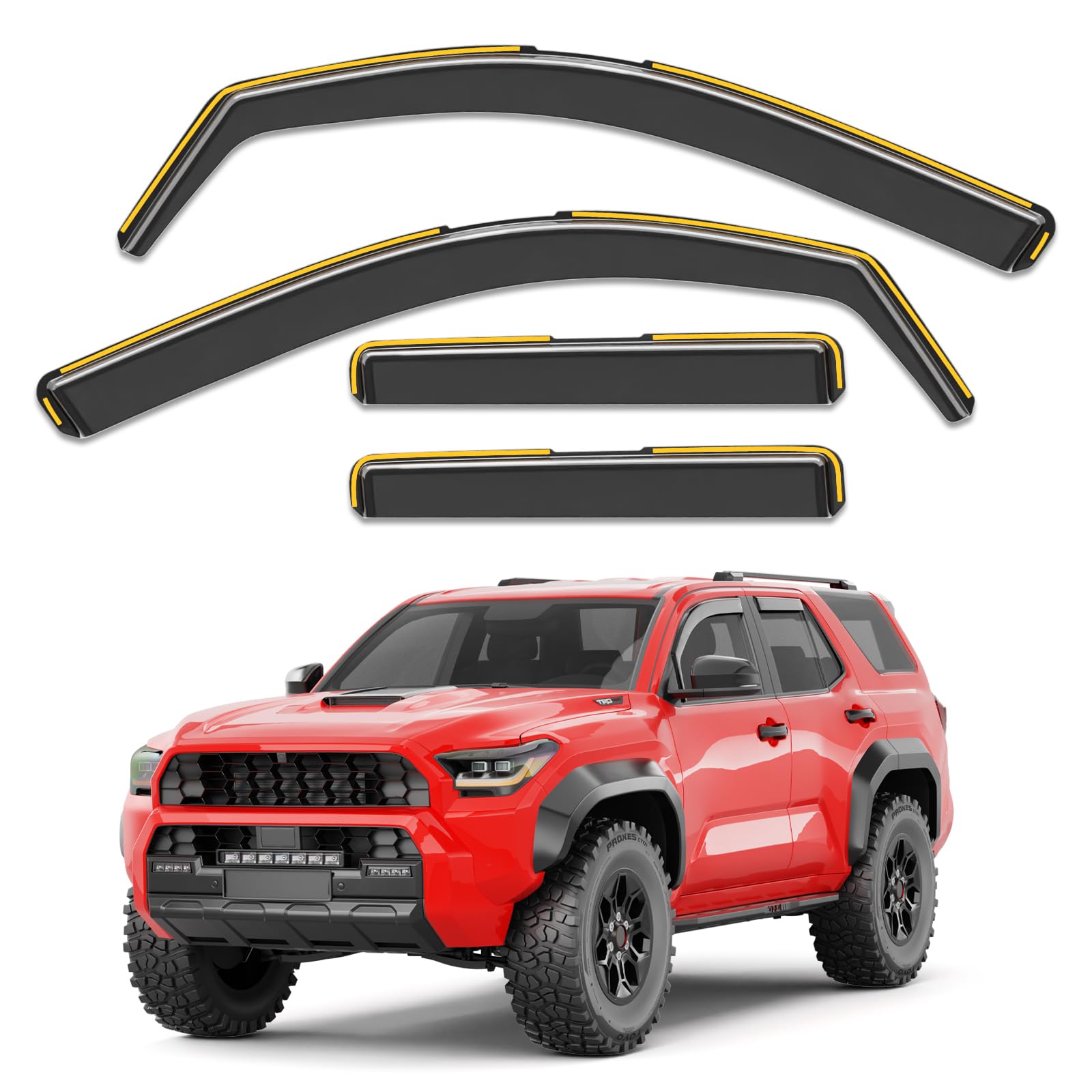 Saleago in-channel rain guard on Toyota 4Runner side view for weather protection.