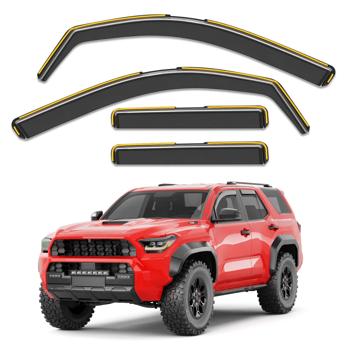 Saleago in-channel rain guard on Toyota 4Runner side view for weather protection.