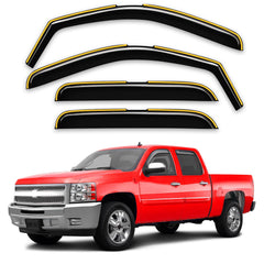Saleago rain guards on Silverado front view show durable in-channel protection