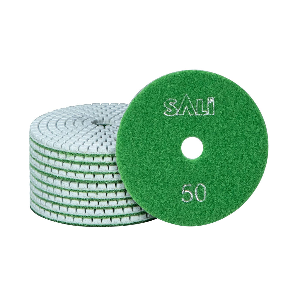 SALI 10-pack diamond polishing pads pack shot for easy stone polishing