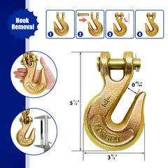 SALIFTFE half-inch chain with open hook demonstrates reliable attachment for trailers.