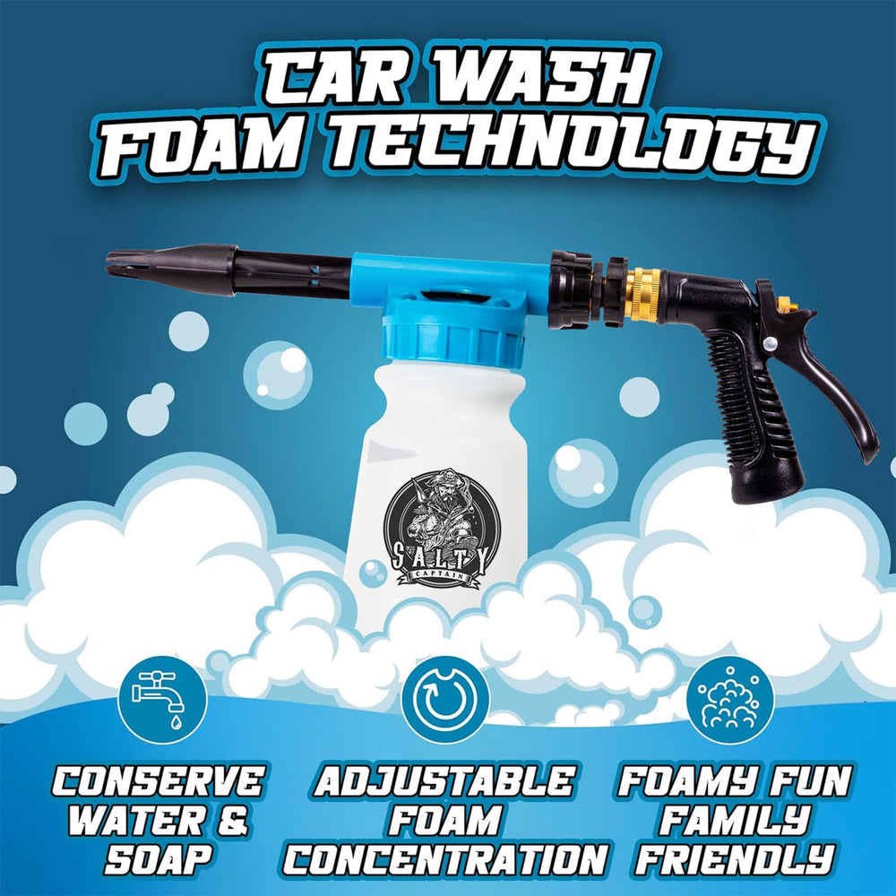 Adjustable foam control on Salty Captain Foam Cannon for efficient washing