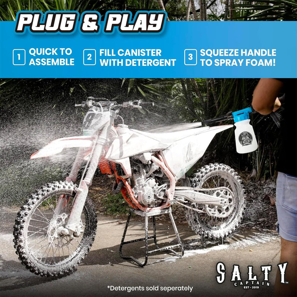 Brass fittings on Salty Captain Foam Cannon ensuring durable hose attachment