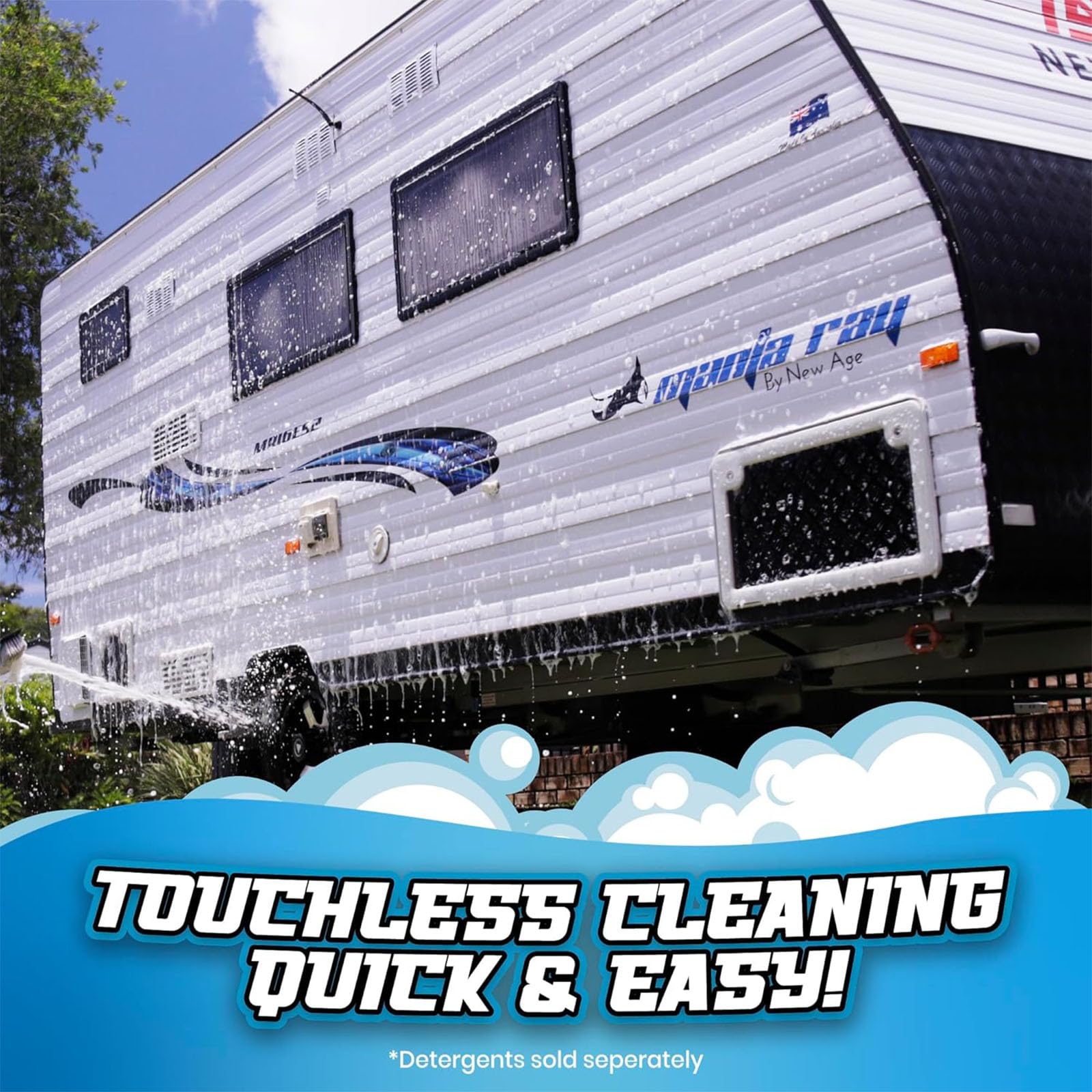 Car washing with Salty Captain Foam Cannon for swirl-free results