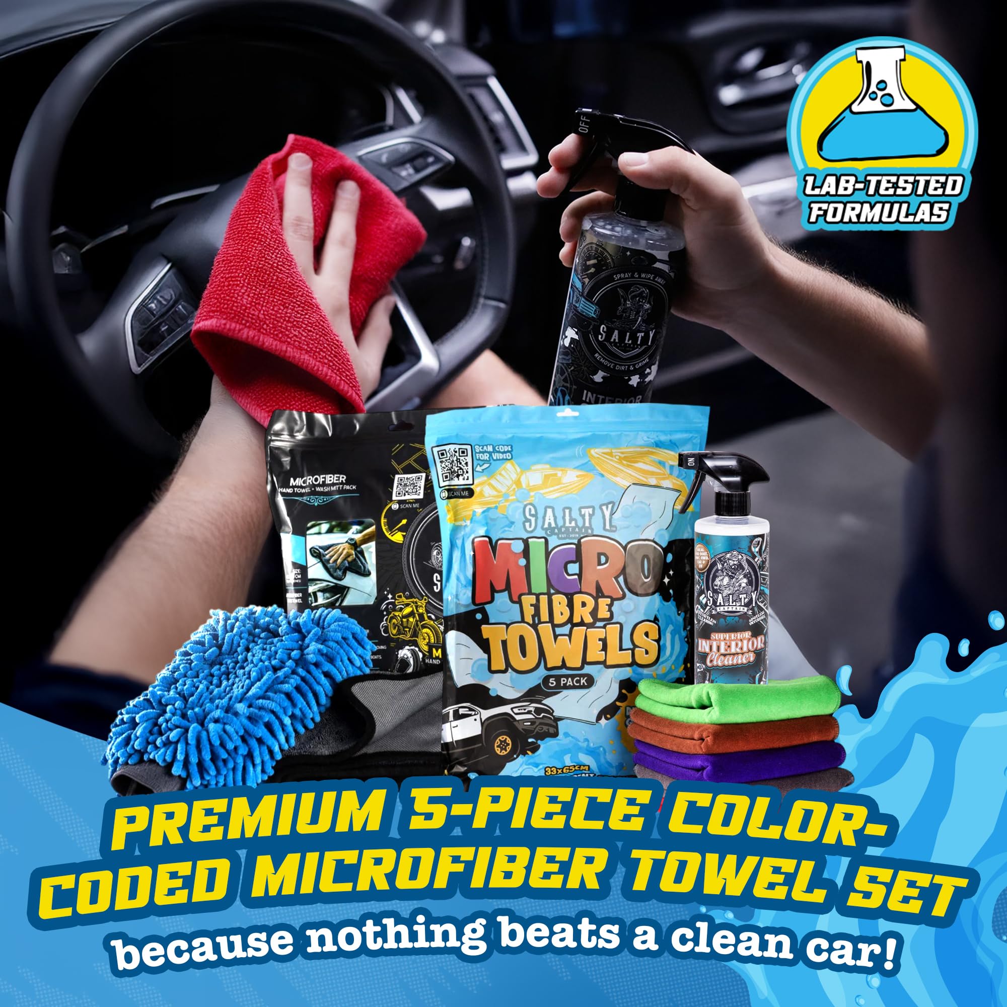 Salty Captain Tire Shine and Drip Dry Hydro Coat for a lasting, hydrophobic gloss